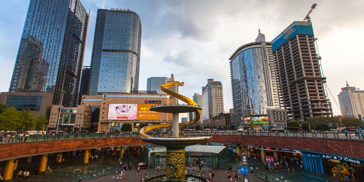 Vista sulla città di Chengdu