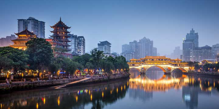 Vista sulla città di Chengdu