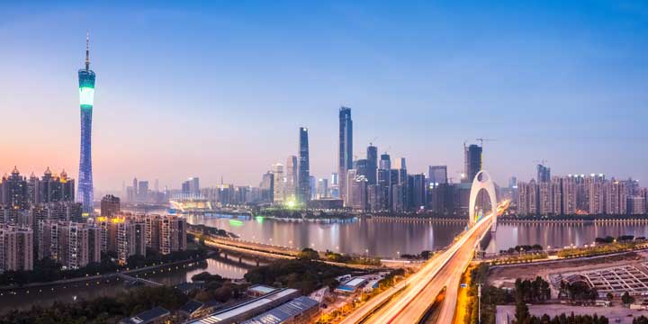 Vista della città di Guangzhou