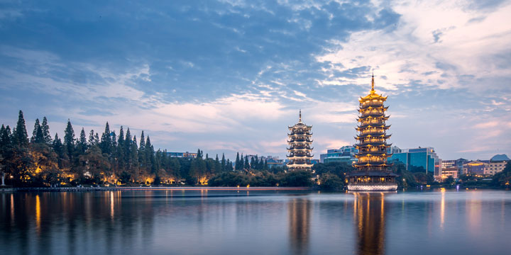 Vista della città di Guilin