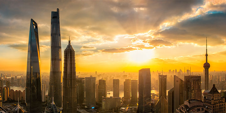 Vista della città di Shanghai