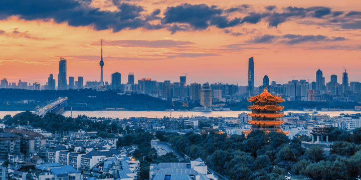 Vista della città di Wuhan